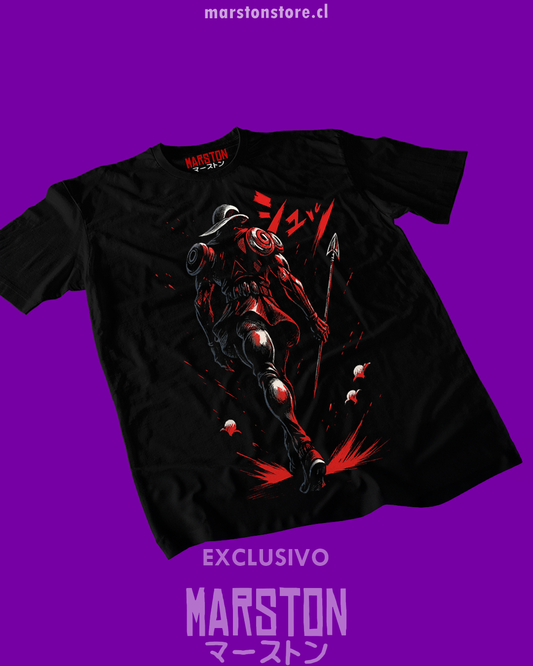 Polera negra de JoJo's Bizarre Adventure con Chariot Requiem