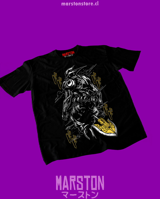 Polera negra de JoJo's Bizarre Adventure con Chariot Requiem