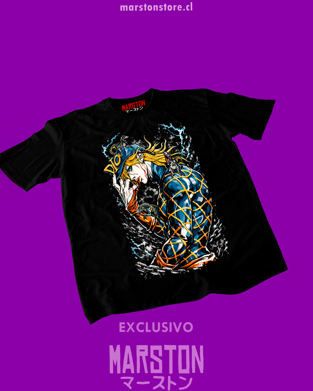 Polera negra de JoJo's Bizarre Adventure con Diego Brando