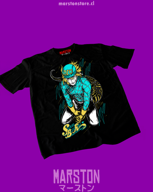 Polera negra de JoJo's Bizarre Adventure con Diego Brando