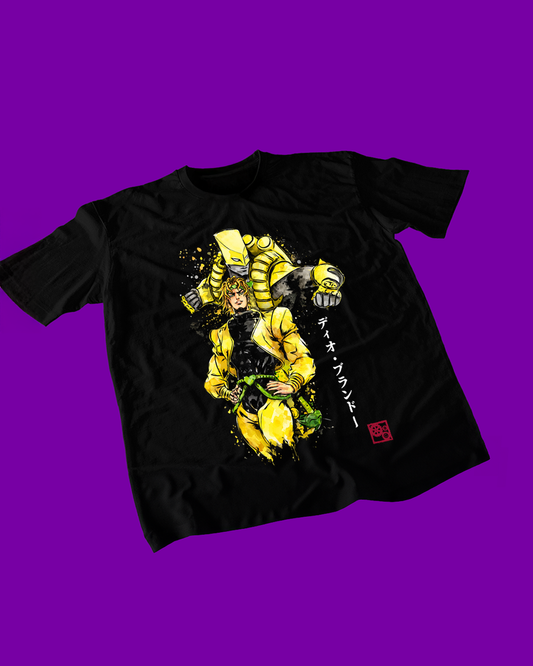 Polera negra de JoJo's Bizarre Adventure con Dio Brando