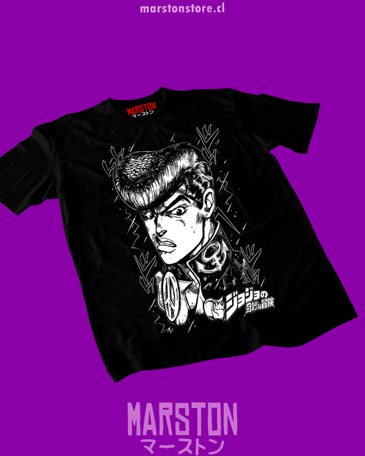 Polera negra de JoJo's Bizarre Adventure con Josuke Higashikata