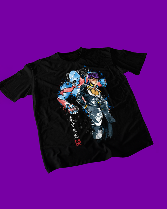 Polera negra de JoJo's Bizarre Adventure con Josuke Higashikata