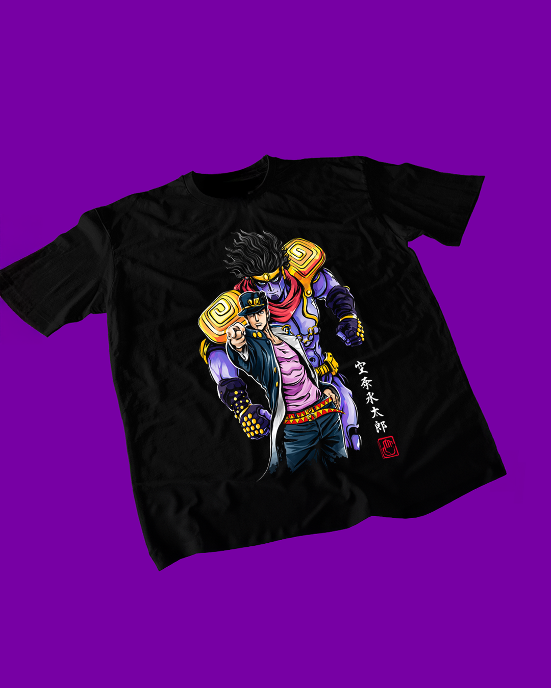 Polera negra de JoJo's Bizarre Adventure con Jotaro Kujo