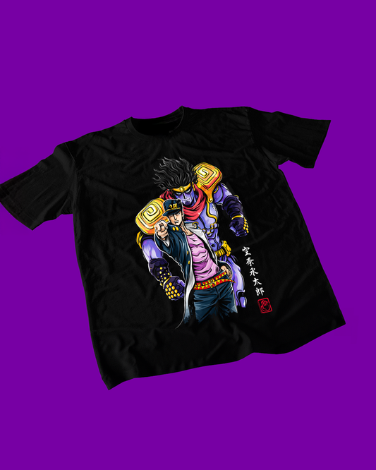 Polera negra de JoJo's Bizarre Adventure con Jotaro Kujo