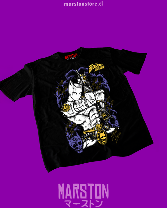 Polera negra de JoJo's Bizarre Adventure con Killer Queen