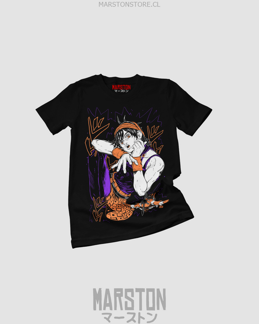 Polera negra de JoJo's Bizarre Adventure con Narancia Ghirga
