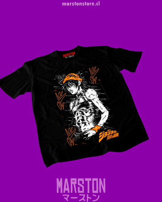 Polera negra de JoJo's Bizarre Adventure con Narancia Ghirga