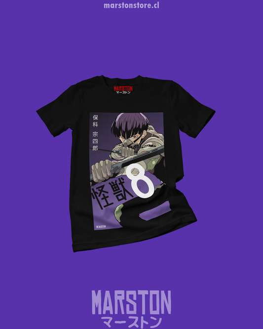 Polera negra de Kaiju No. 8 con Soshiro Hoshina