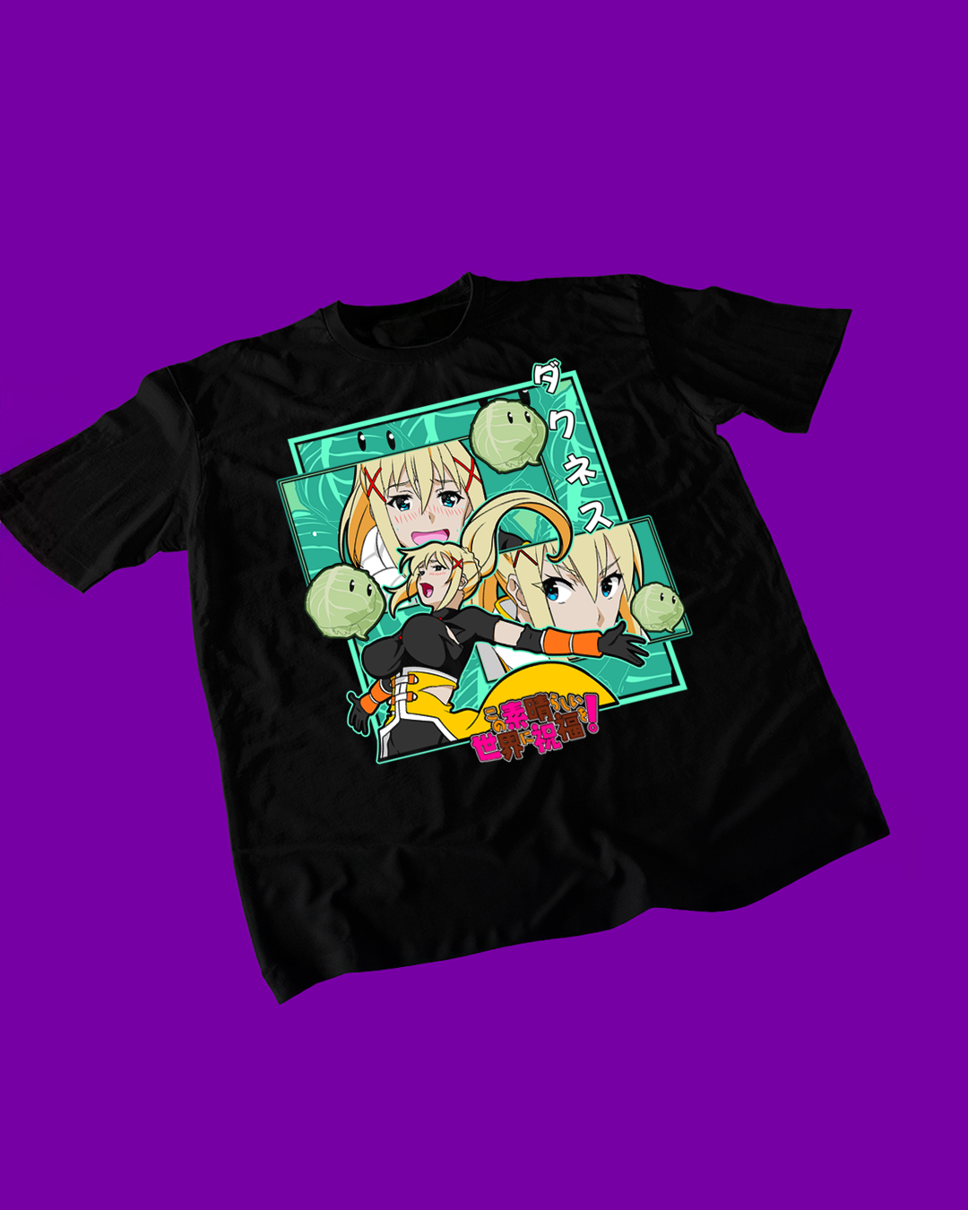 Polera negra de KonoSuba con Darkness