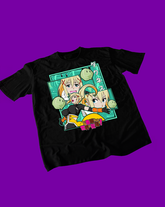 Polera negra de KonoSuba con Darkness