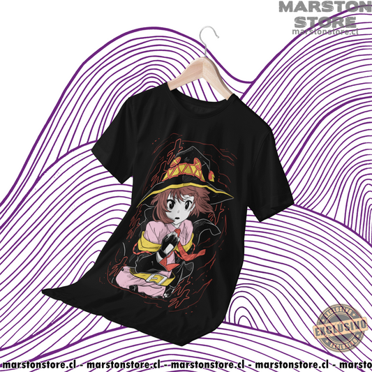 Polera negra de KonoSuba con Megumin