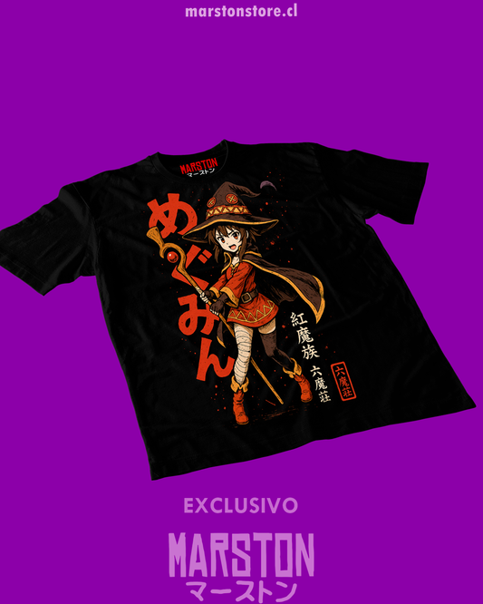 Polera negra de KonoSuba con Megumin
