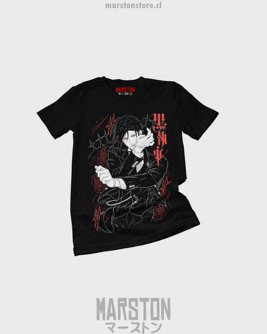 Polera negra de Kuroshitsuji Black Butler con Sebastian Michaelis