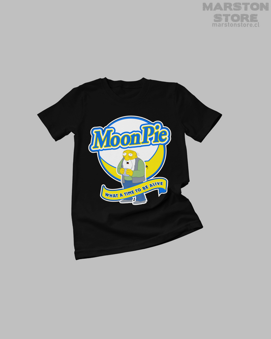 Polera negra de Los Simpson con diseño Moon Pie