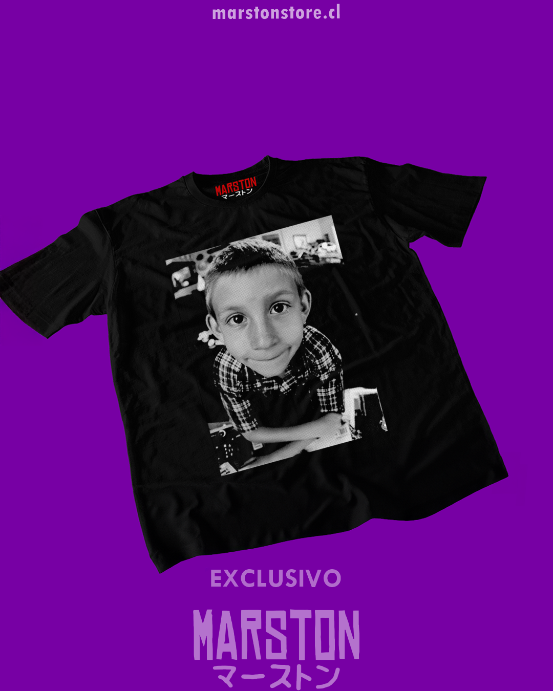 Polera negra de Malcolm con Dewey