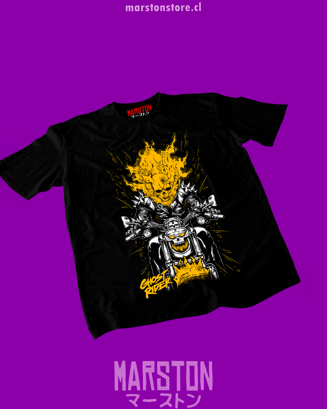 Polera negra de Marvel con Ghost Rider