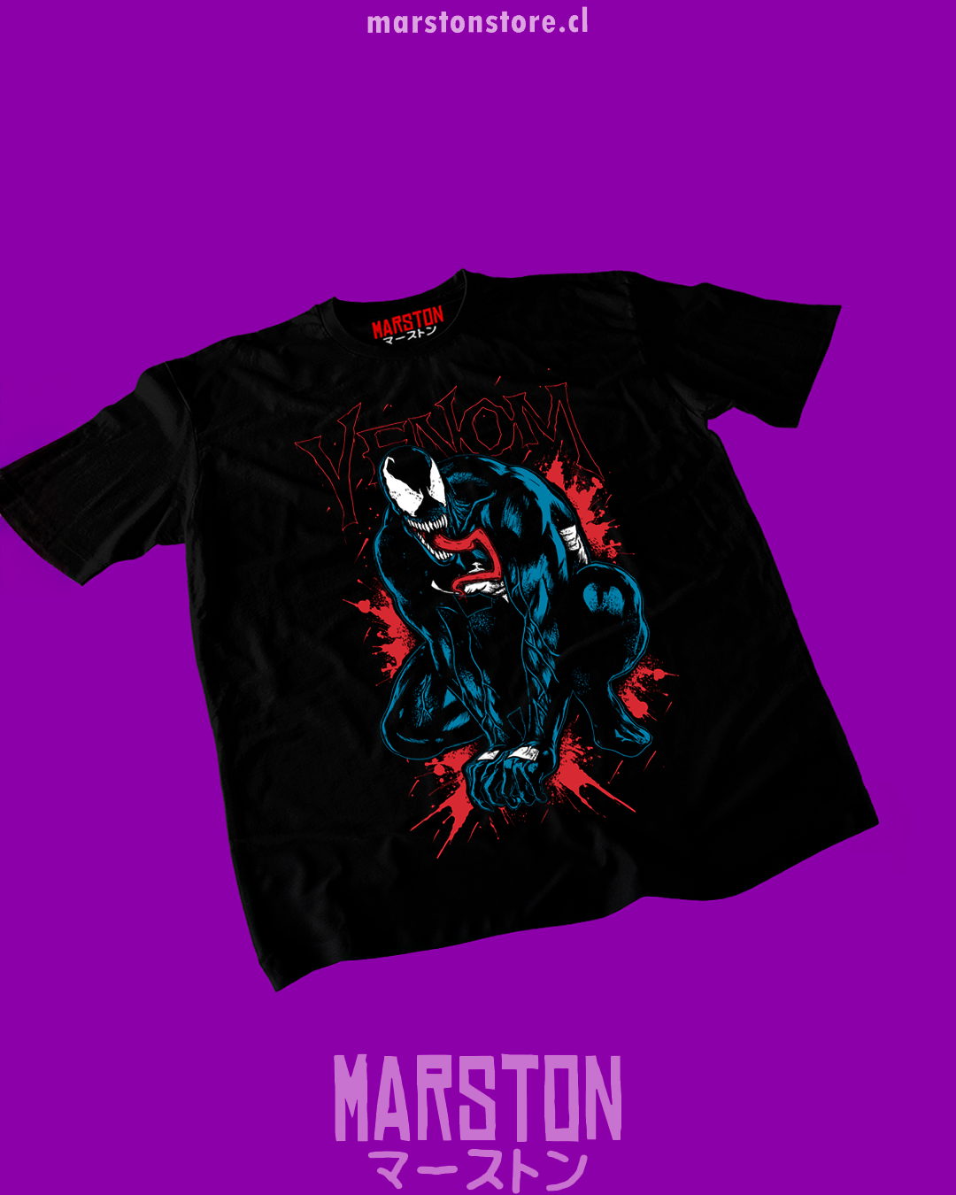 Polera negra de Marvel con Venom