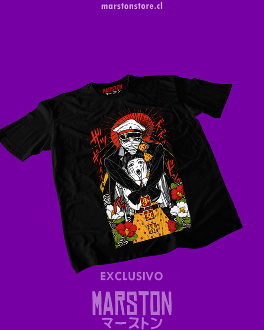 Polera negra de Midori: la niña de las camelias con Midori