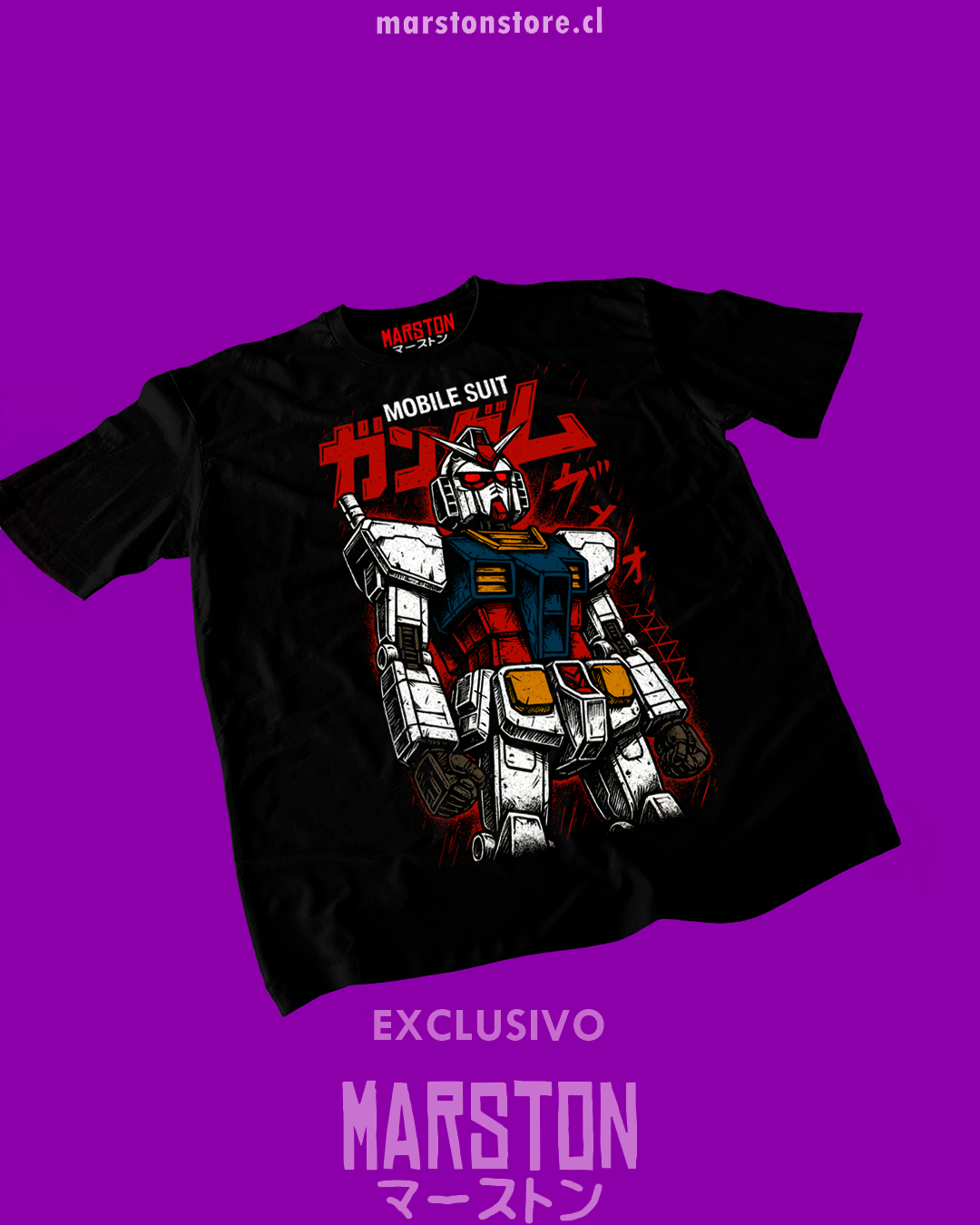 Polera negra de Mobile Suit Gundam