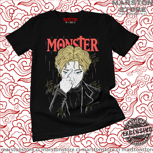 Polera negra de Monster con Johan Liebert