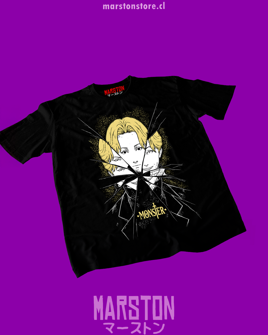 Polera negra de Monster con Johan Liebert