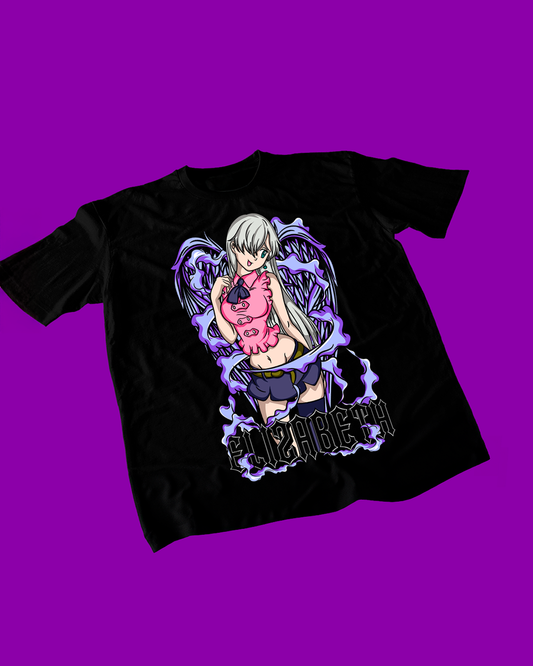 Polera negra de Nanatsu no Taizai con Elizabeth Liones