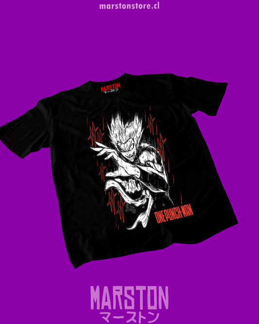 Polera negra de One Punch Man con Garou
