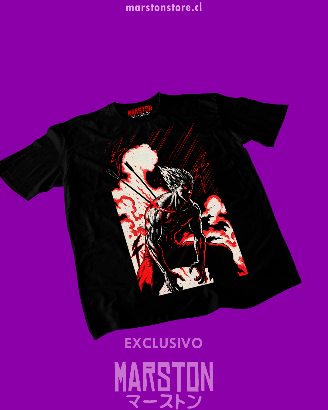 Polera negra de One Punch Man con Garou