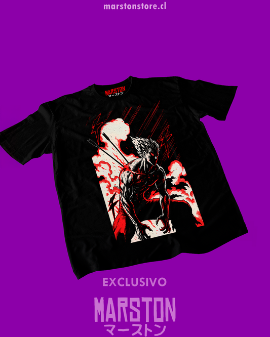 Polera negra de One Punch Man con Garou