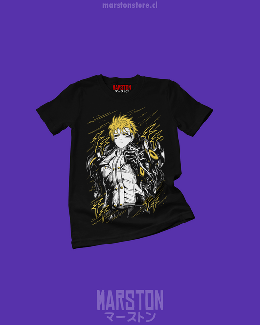 Polera negra de One Punch Man con Genos
