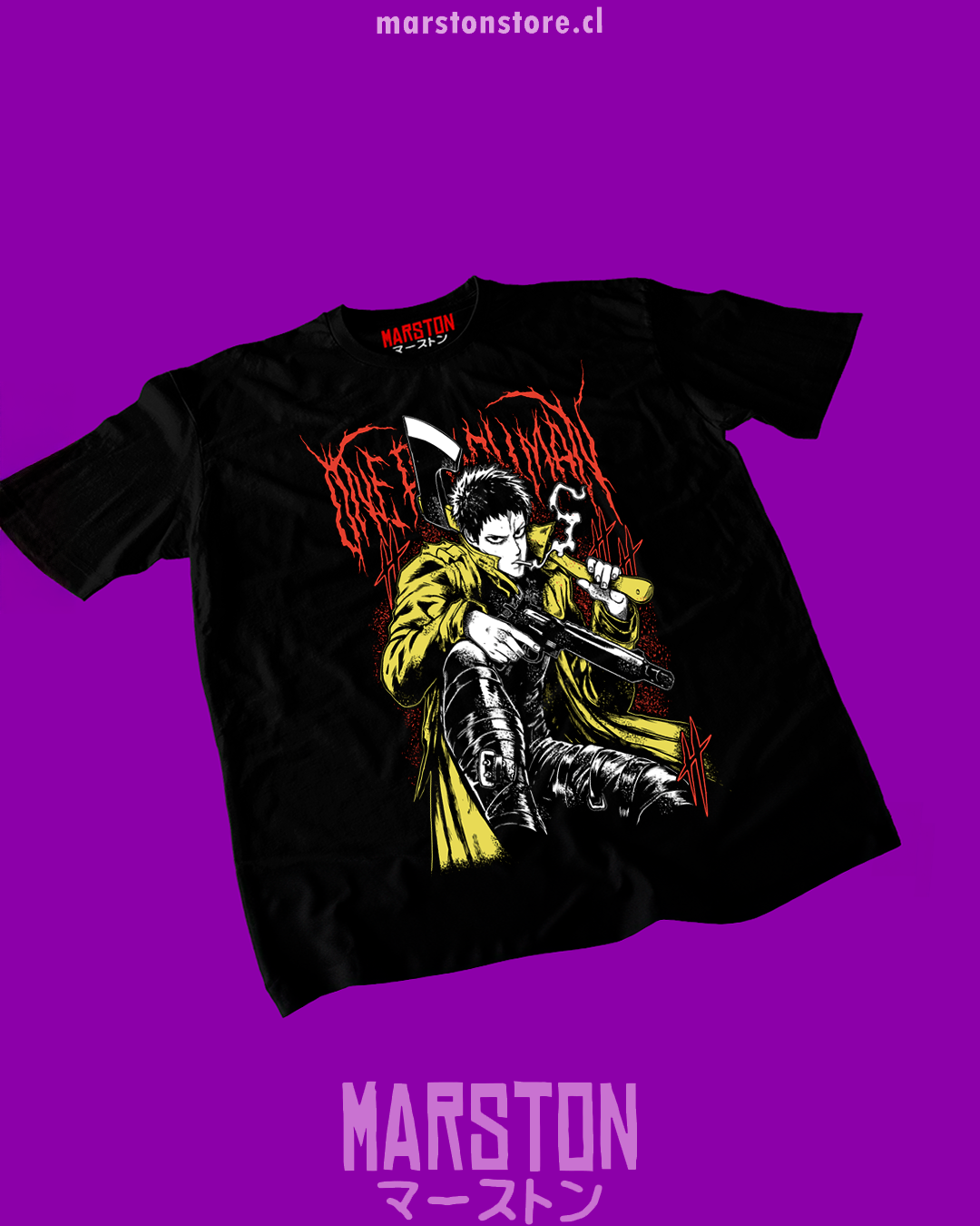 Polera negra de One Punch Man con Zombieman