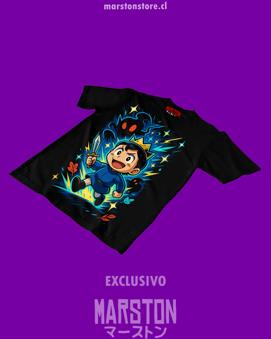 Polera negra de Ousama Ranking (Ranking of Kings) con Bojji