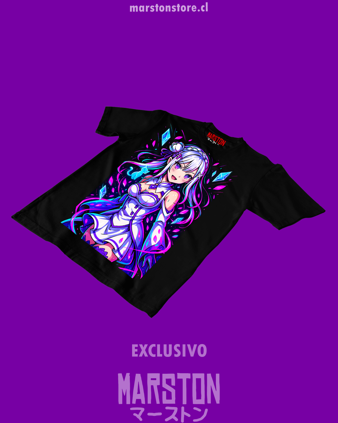 Polera negra de Re:Zero con Emilia