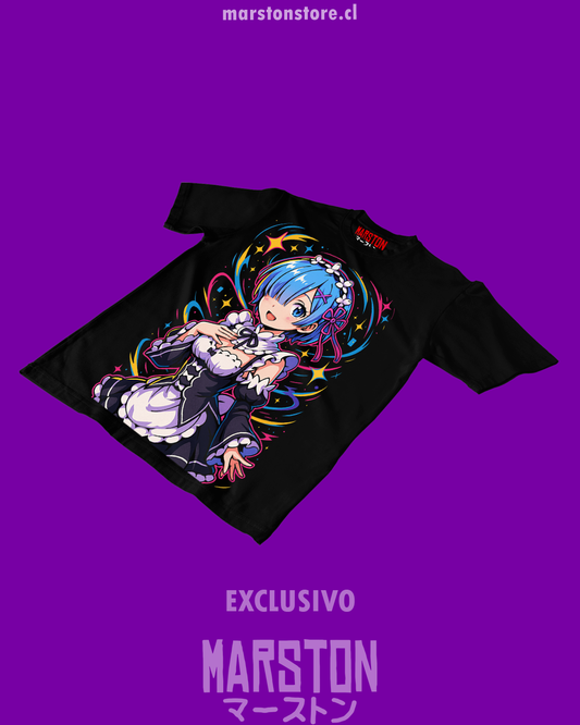 Polera negra de Re:Zero con Rem