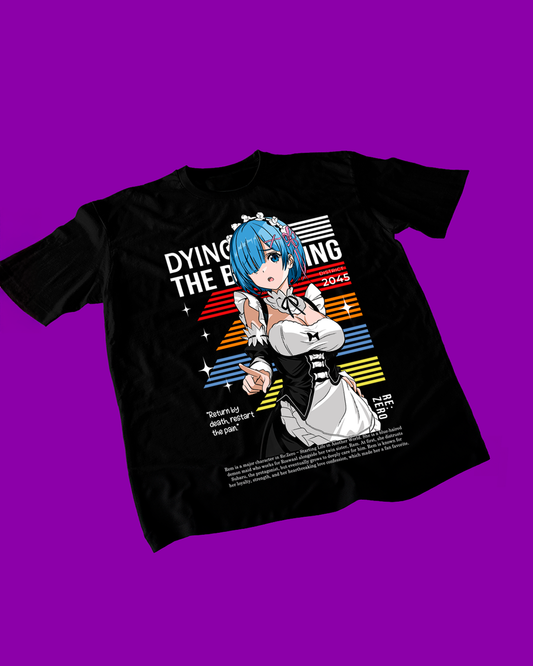 Polera negra de Re:Zero con Rem