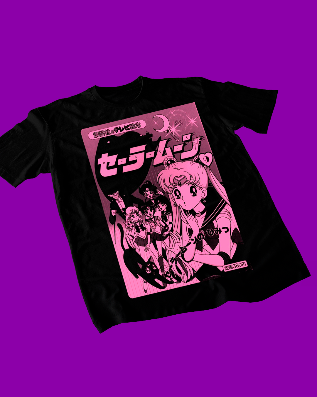 Polera negra de Sailor Moon con diseño anime