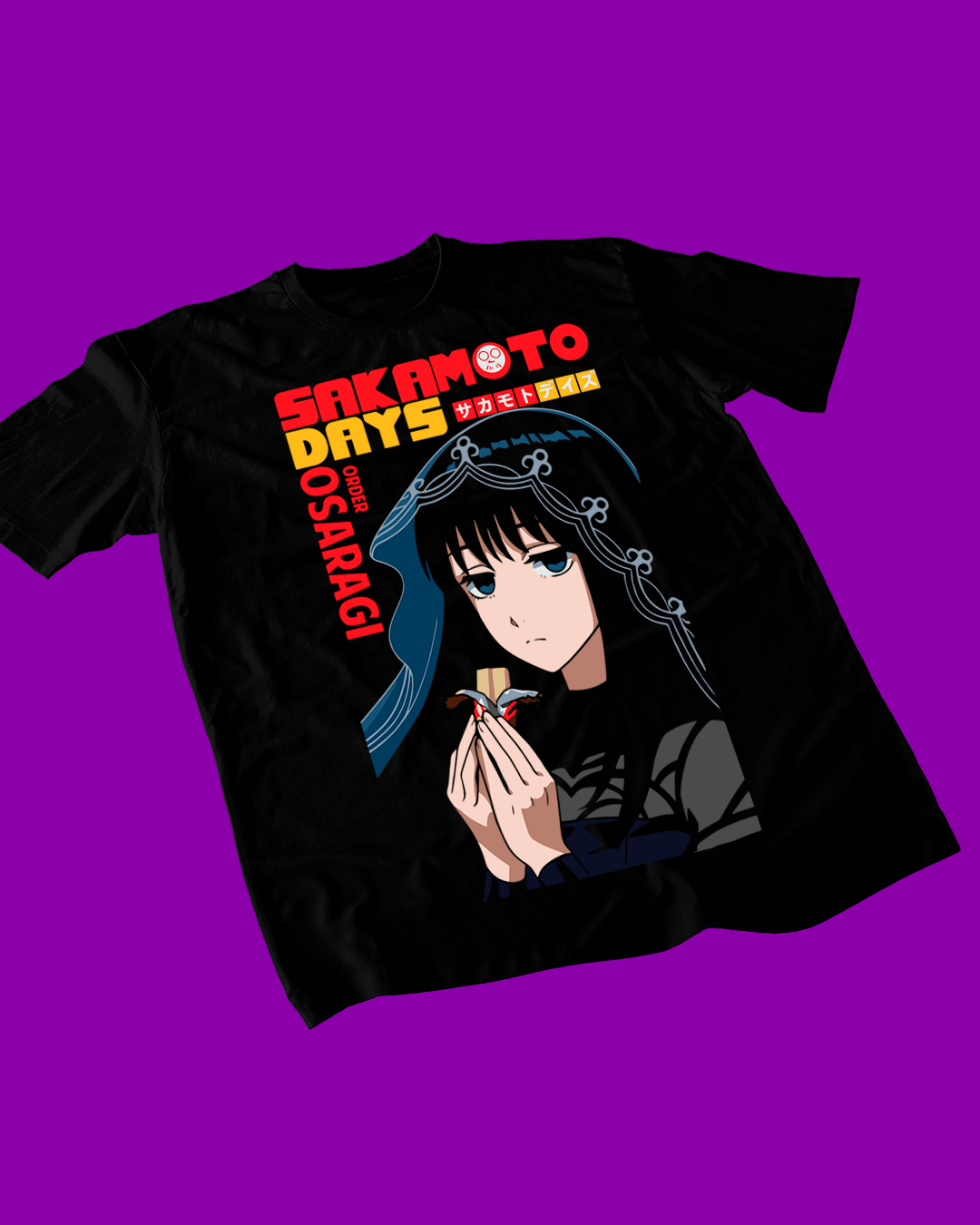 Polera negra de Sakamoto Days con Osaragi