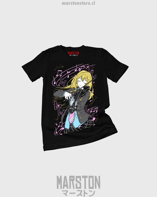 Polera negra de Shigatsu wa Kimi no Uso (Your Lie in April) con Kaori Miyazono