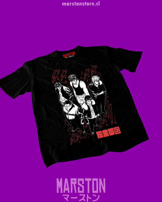 Polera negra de Slam Dunk con diseño Ejército de Sakuragi