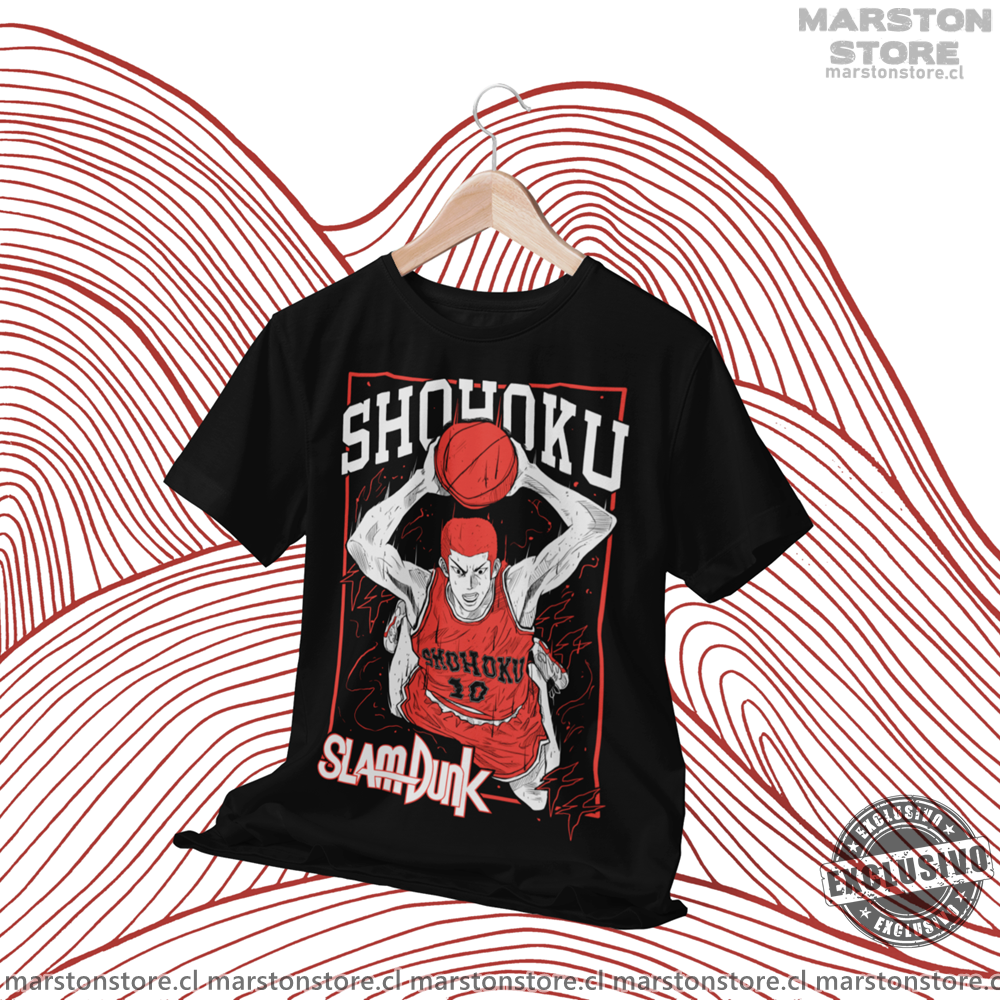 Polera negra de Slam Dunk con Hanamichi Sakuragi