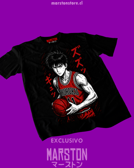 Polera negra de Slam Dunk con Kaede Rukawa