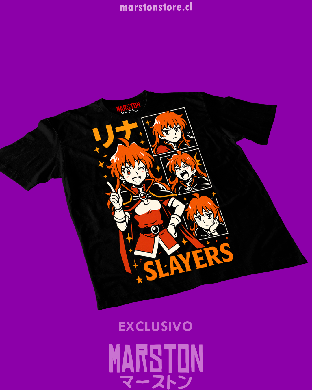 Polera negra de Slayers con Lina Inverse
