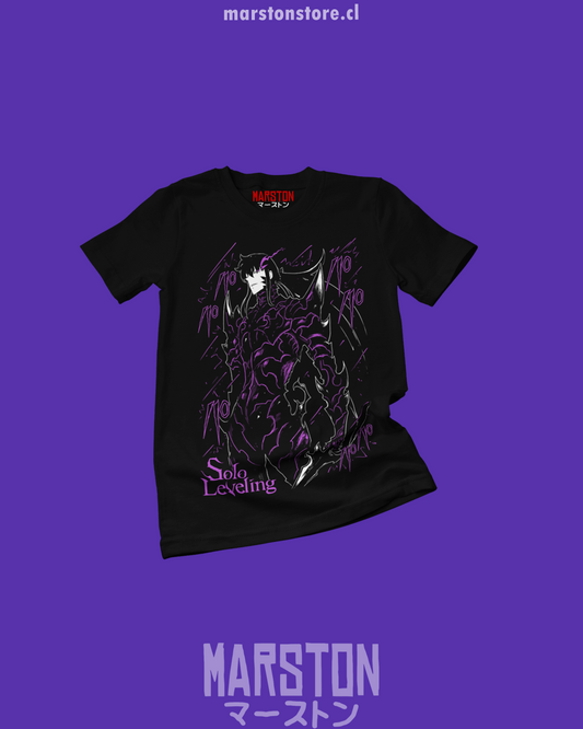 Polera negra de Solo Leveling con Sung Jin-Woo