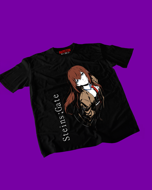 Polera negra de Steins;Gate con diseño anime