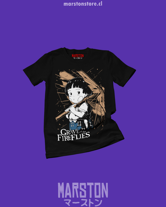 Polera negra de Studio Ghibli: La tumba de las luciérnagas (Grave of the Fireflies)