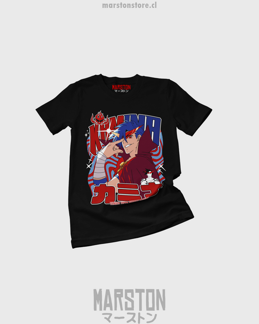 Polera negra de Tengen Toppa Gurren Lagann con Kamina