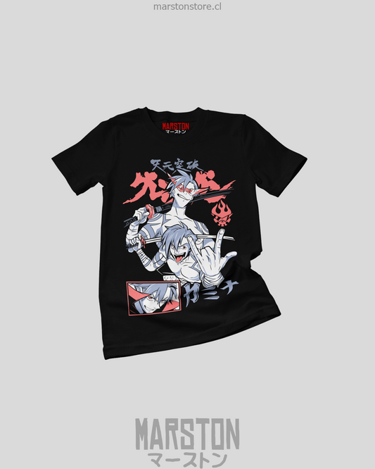 Polera negra de Tengen Toppa Gurren Lagann con Kamina
