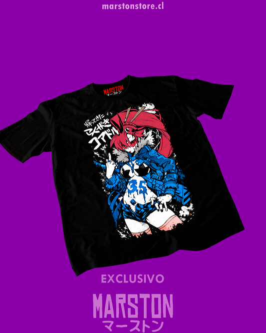 Polera negra de Tengen Toppa Gurren Lagann con Yoko Littner
