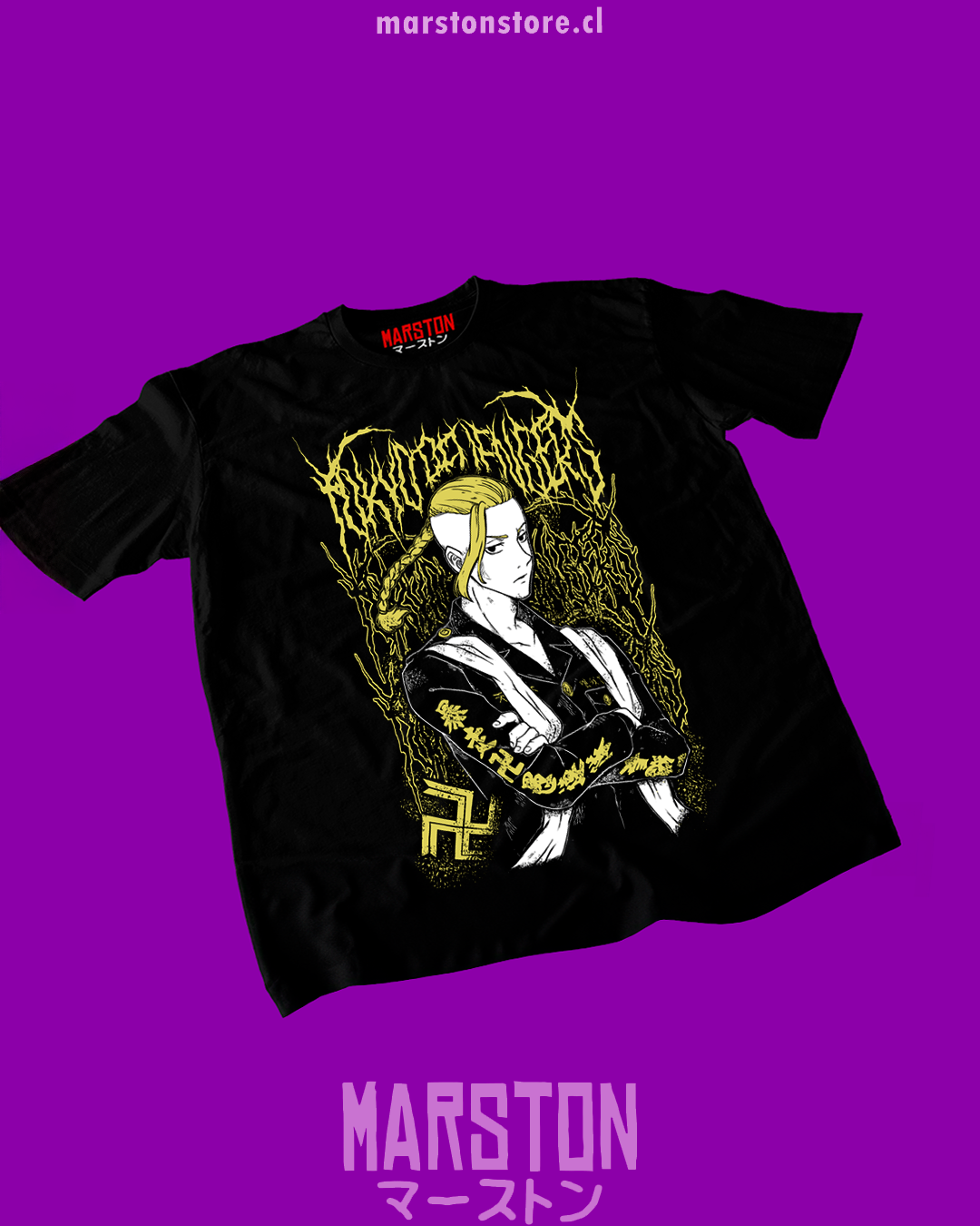 Polera negra de Tokyo Revengers con Ken Ryuguji (Draken)